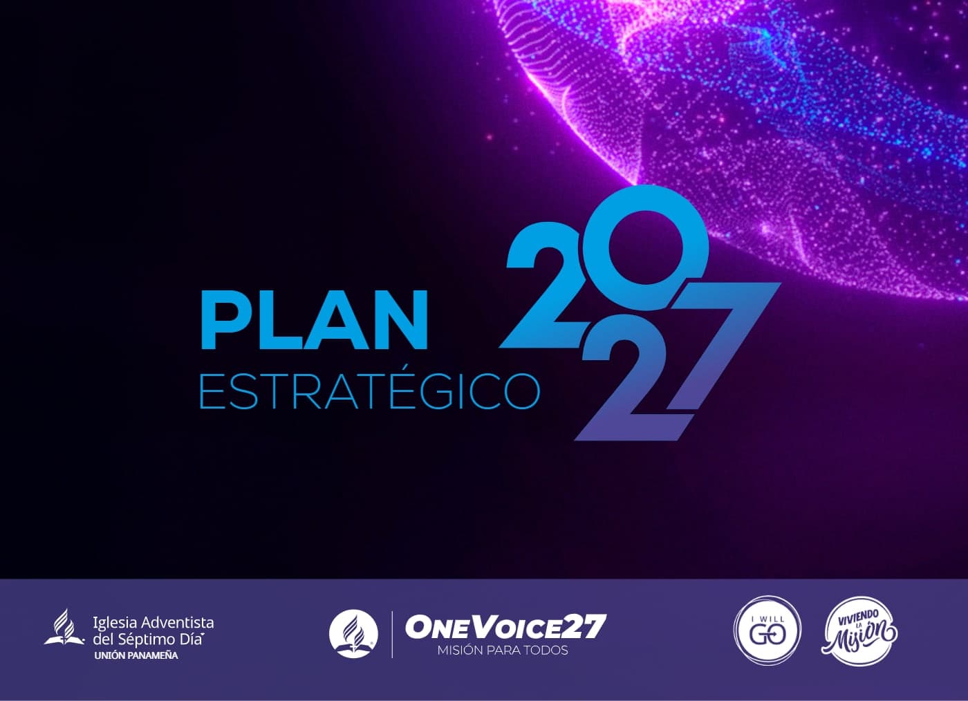 Portada del Plan Estratégico 2027 de la Unión Panameña, con la esfera luminosa de OneVoice27